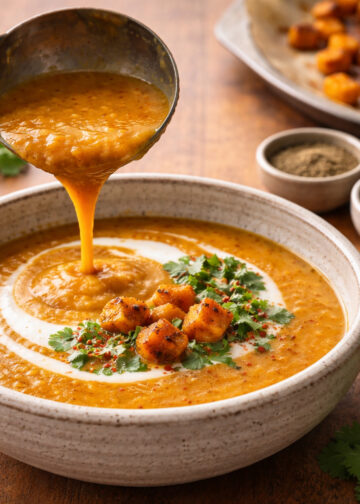 Spiced Roasted Pumpkin and Red Lentil Soup
