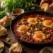 Smoky Paprika Shakshuka with Crispy Chickpea Croutons