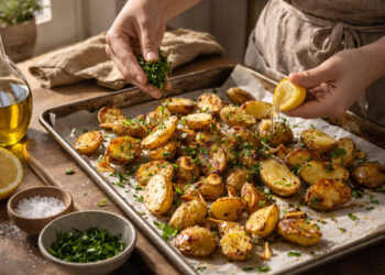 Crispy Lemon-Parsley Roasted Fingerling Potatoes with Garlic