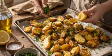 Crispy Lemon-Parsley Roasted Fingerling Potatoes with Garlic