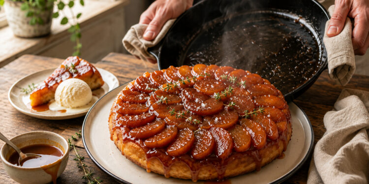 Salted Caramel Apple Tarte Tatin with Thyme