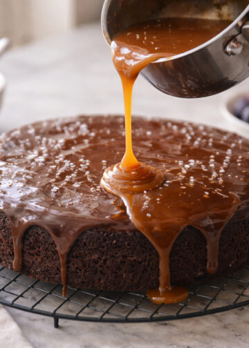 Chocolate Olive Oil Torte with Sea Salt Caramel