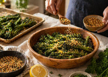 Crispy Lemon Parsley Roasted Broccolini with Garlic Breadcrumbs