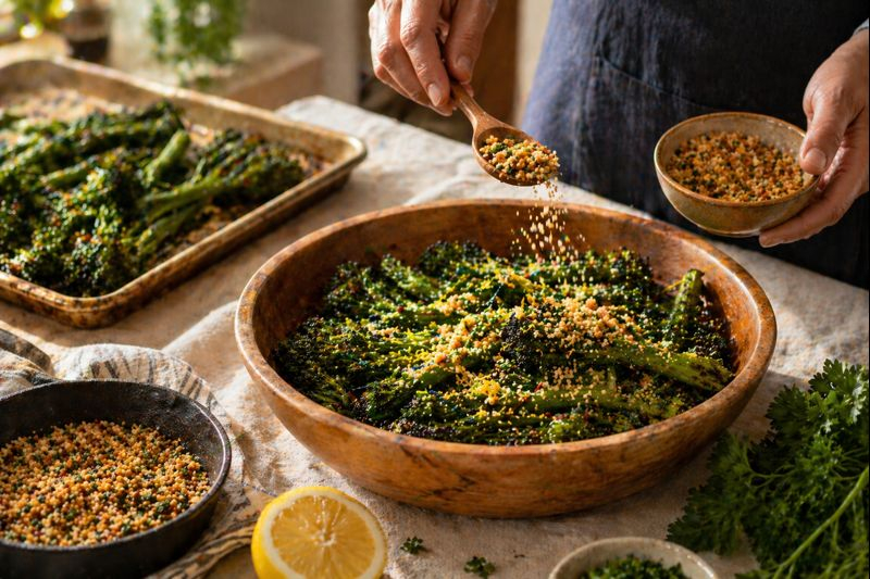 Crispy Lemon Parsley Roasted Broccolini with Garlic Breadcrumbs