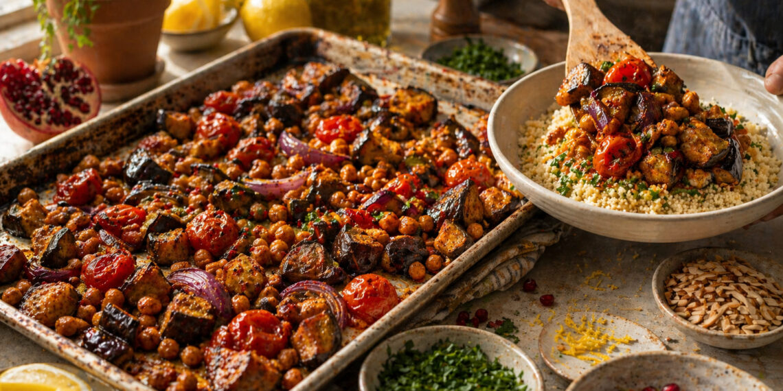 One-Pan Moroccan Chickpea and Eggplant Sheet-Pan Dinner