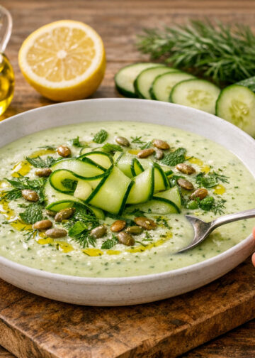 Chilled Cucumber Yogurt Soup with Dill and Mint