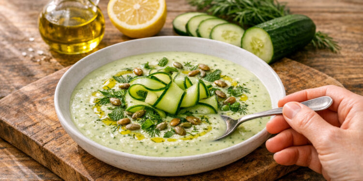 Chilled Cucumber Yogurt Soup with Dill and Mint