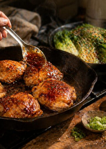 Skillet Miso-Glazed Chicken with Sesame Bok Choy