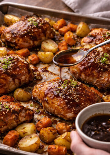 Maple-Soy Glazed Chicken with Carrot and Potato Roast