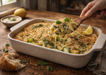 Lemon-Basil White Bean and Zucchini Pasta Bake