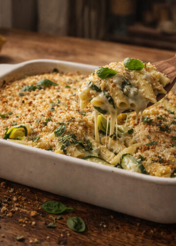 Lemon-Basil White Bean and Zucchini Pasta Bake