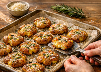 Smashed Baby Potatoes with Parmesan and Rosemary