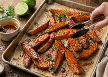 Maple-Lime Glazed Sweet Potato Wedges with Smoked Paprika