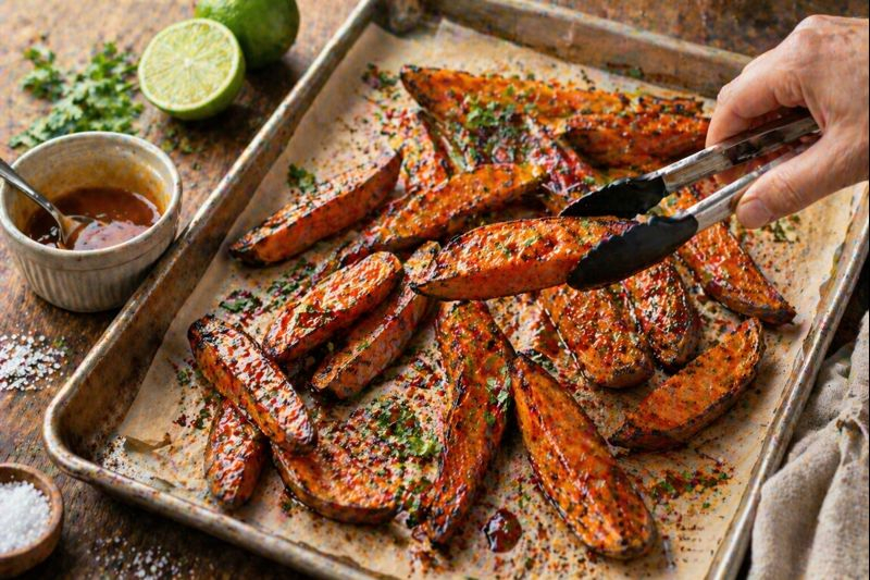 Maple-Lime Glazed Sweet Potato Wedges with Smoked Paprika