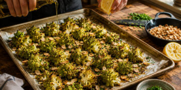 Smoky Paprika Roasted Romanesco with Toasted Almonds