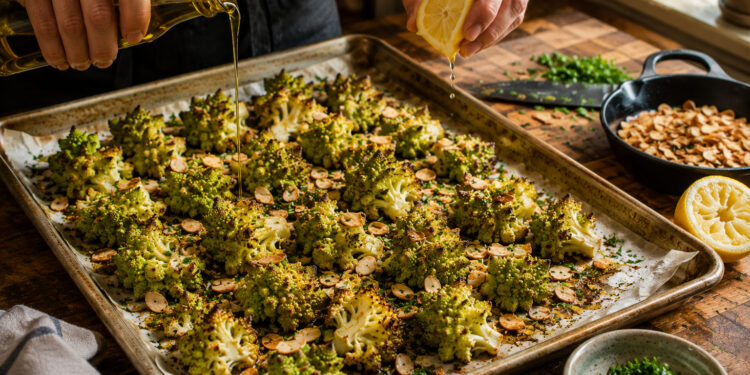 Smoky Paprika Roasted Romanesco with Toasted Almonds