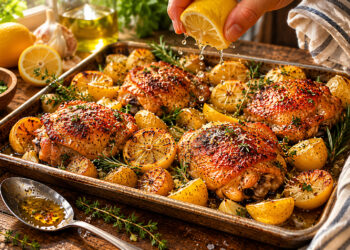 Rustic Garlic-Herb Chicken with Crispy Lemon Potatoes