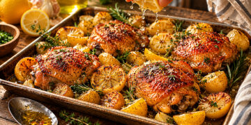 Rustic Garlic-Herb Chicken with Crispy Lemon Potatoes