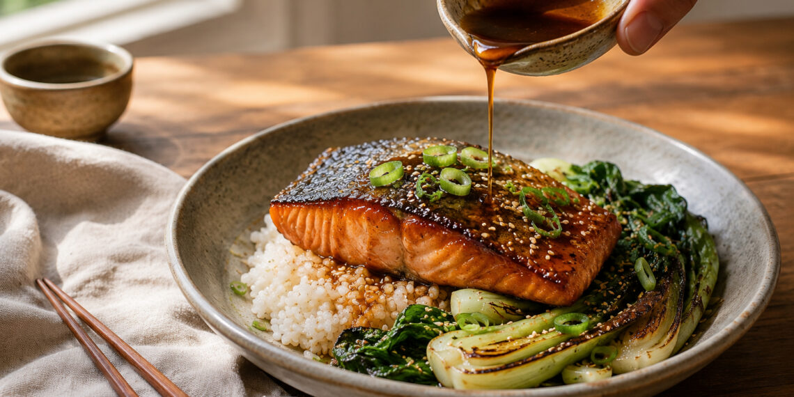 Maple-Miso Glazed Salmon with Sesame Bok Choy