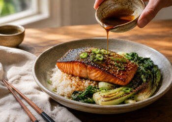 Maple-Miso Glazed Salmon with Sesame Bok Choy