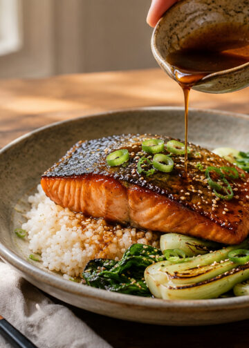 Maple-Miso Glazed Salmon with Sesame Bok Choy