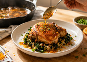 Spiced Orange-Glazed Chicken with Quinoa and Kale