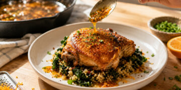 Spiced Orange-Glazed Chicken with Quinoa and Kale