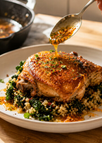 Spiced Orange-Glazed Chicken with Quinoa and Kale