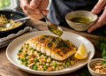 Herbed Lemon Butter Cod with Israeli Couscous Pilaf
