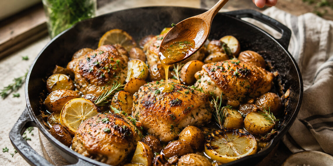 Pan-Seared Rosemary Chicken with Honeyed Baby Potatoes