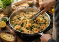 Garlic Butter Shrimp with Lemon Herb Orzo and Spinach