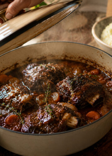 Braised Beef Short Ribs with Red Wine and Shallots