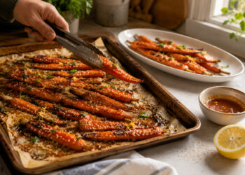 Oven-Browned Harissa Honey Carrots with Toasted Sesame
