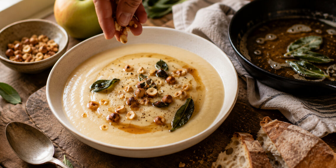 Velvety Parsnip Apple Soup with Brown Butter Sage