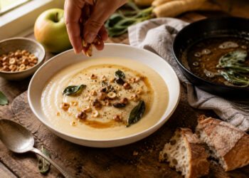 Velvety Parsnip Apple Soup with Brown Butter Sage
