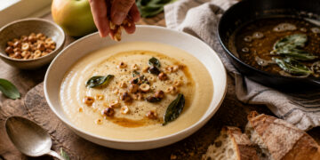 Velvety Parsnip Apple Soup with Brown Butter Sage