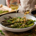 Charred Lemon-Roasted Asparagus with Almond and Mint Crunch