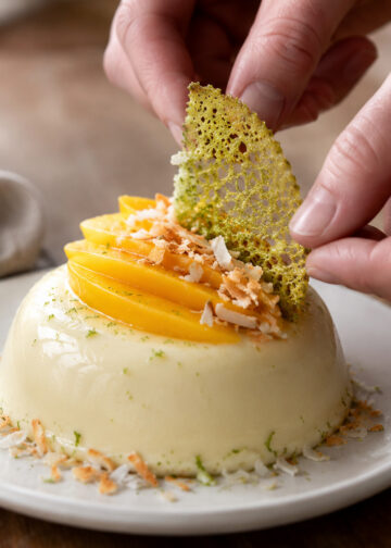Ginger Mango Coconut Panna Cotta with Lime Tuile
