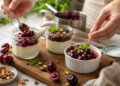 Salted Honey Panna Cotta with Cherry Compote and Pistachio