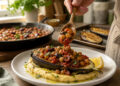 Stuffed Eggplant and Chickpea Ragout with Herbed Polenta