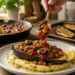 Stuffed Eggplant and Chickpea Ragout with Herbed Polenta