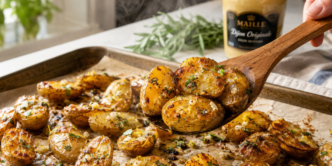 Crispy Dijon-Roasted Fingerling Potatoes with Tarragon