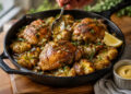 Garlic Tarragon Chicken with Smashed Mustard Potatoes