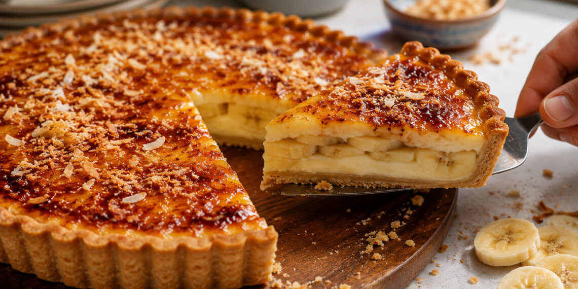 Burnt Sugar Banana Cream Tart with Coconut Crumble