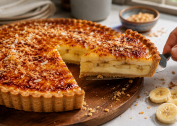 Burnt Sugar Banana Cream Tart with Coconut Crumble