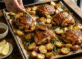 Herb-Roasted Chicken Thighs with Mustard-Glazed New Potatoes