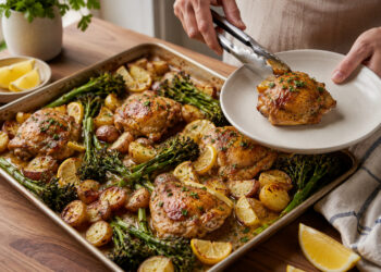Sheet-Pan Lemon Garlic Chicken with Roasted Broccolini