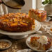 Bourbon Peach Almond Upside-Down Cake with Browned Butter Glaze
