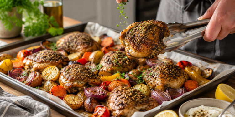 Sheet-Pan Za’atar Chicken with Roasted Vegetable Medley