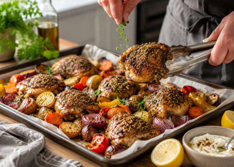 Sheet-Pan Za’atar Chicken with Roasted Vegetable Medley